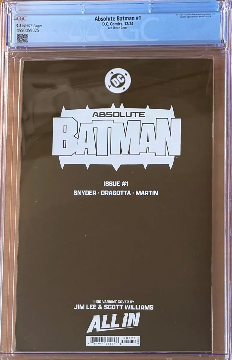 Absolute Batman #1 1:100 Incentive Virgin Variant CGC 9.8