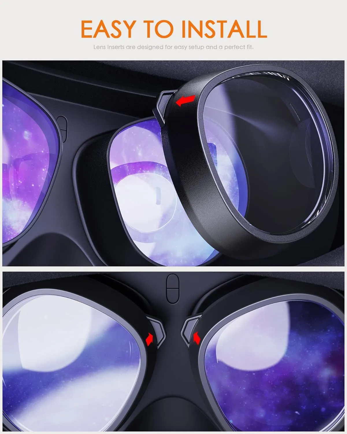Amavasion Glasses Lenses Compatible with Quest 3S/2, VR Lenses Insert Easy-to-Install Frame Plus Lens Combination SPH:-2.00(One Lens)