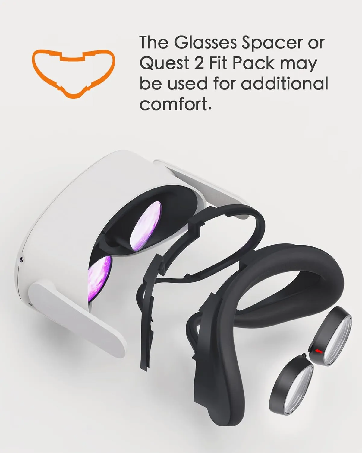 Amavasion Glasses Lenses Compatible with Quest 3S/2, VR Lenses Insert Easy-to-Install Frame Plus Lens Combination SPH:-2.00(One Lens)