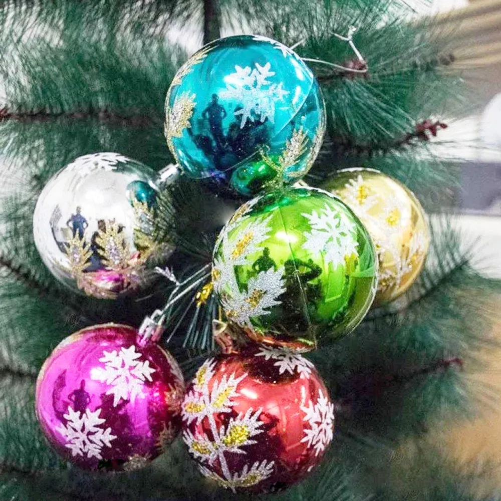 Christmas Snowflake Multicolor Ball For Hanging - Pack of 6