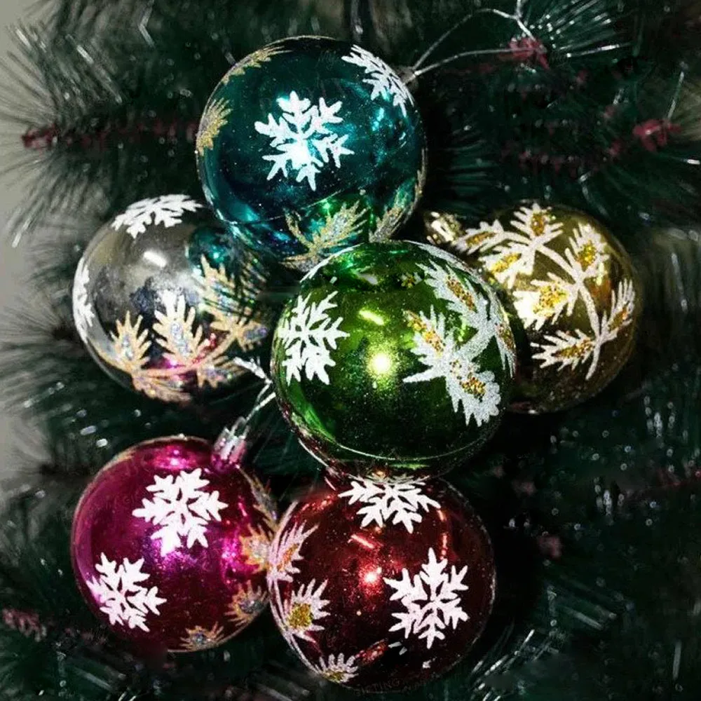 Christmas Snowflake Multicolor Ball For Hanging - Pack of 6