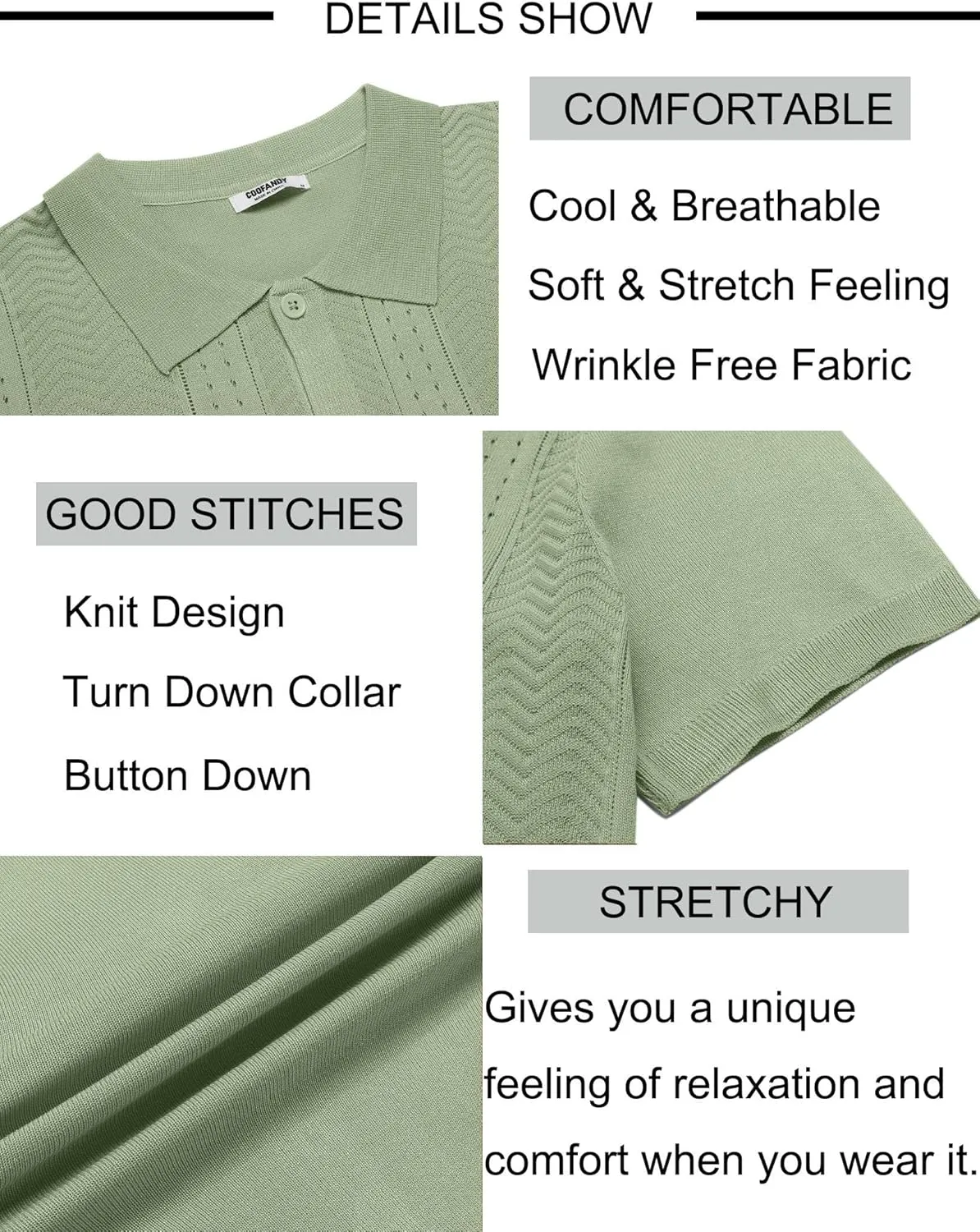 COOFANDY Mens Knit Button Down Shirt Short Sleeve Summer Casual Shirts Vintage Beach Vacation Shirts