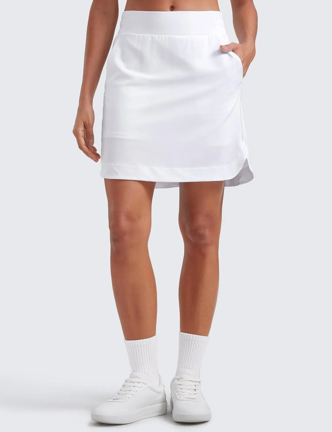 CRZ YOGA Golf Skirts for Women 18'' High Waisted A Line Athletic Casual Tennis Skort with Shorts Pockets
