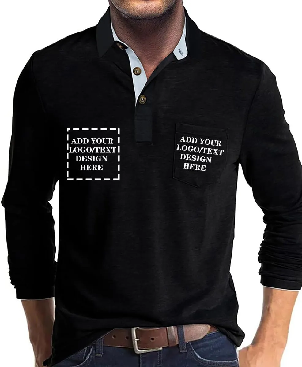 Custom Polo Shirts for Men Casual Short/Long Sleeve Personalized Tee Shirts Customized Golf T Shirt with Pockets