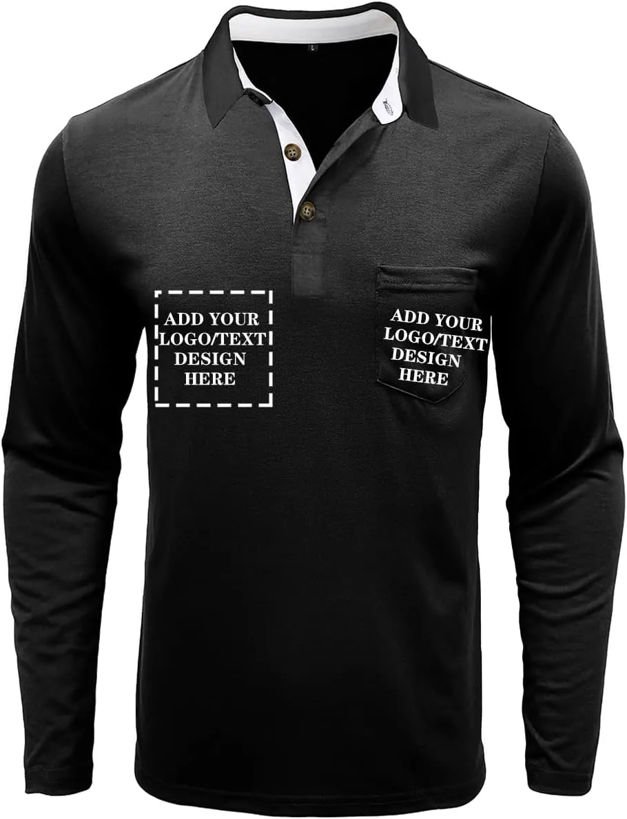 Custom Polo Shirts for Men Casual Short/Long Sleeve Personalized Tee Shirts Customized Golf T Shirt with Pockets