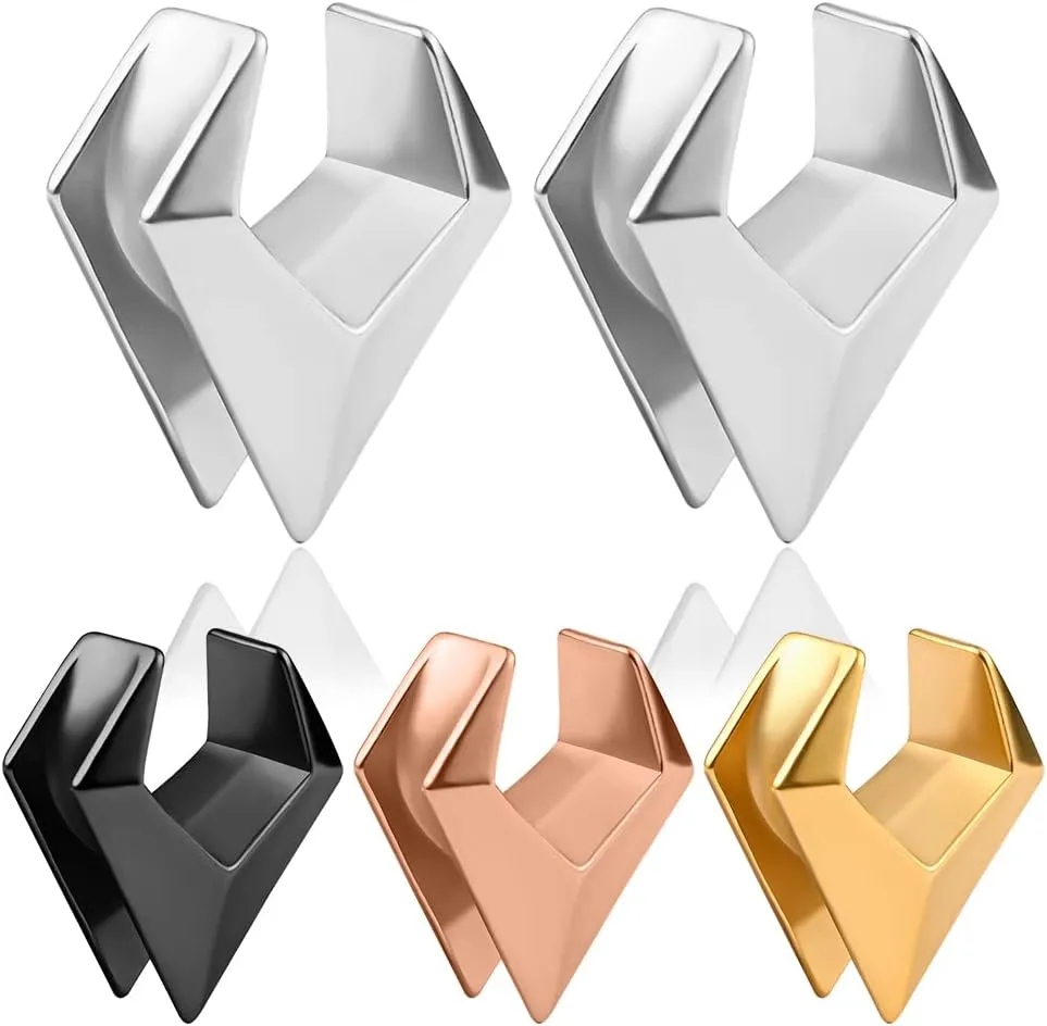 DOEARKO 2PCS Ear Gauges Cool Rhombus Saddle Ear Plugs Body Piercing Tunnels 316 Stainless Steel Hypoallergenic Earrings Plugs for Ears Expander Body Jewelry