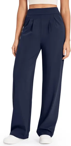 G4Free ShiftReady Wide Leg Dress Yoga Pants for Women with Pockets Stretch Work Pants Business Casual Petite/Regular/Tall