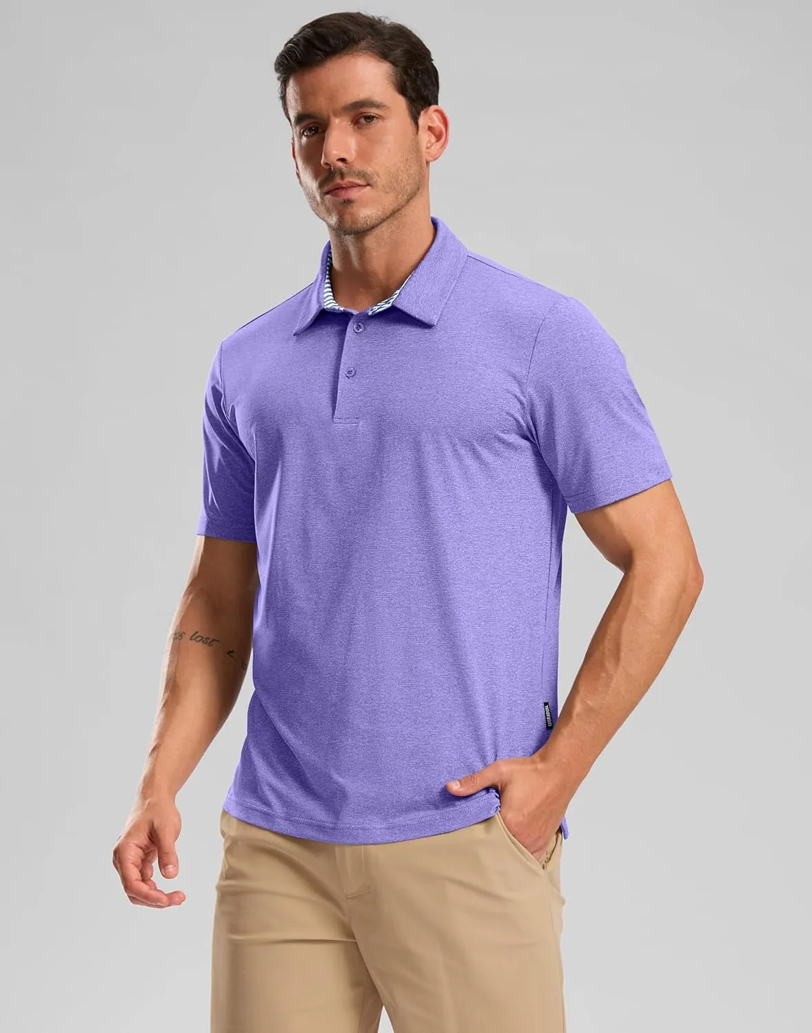 Golf Polo Shirts Short Sleeve Dry Fit Performance Moisture Wicking Collared Heather Polo Casual Athletic Business