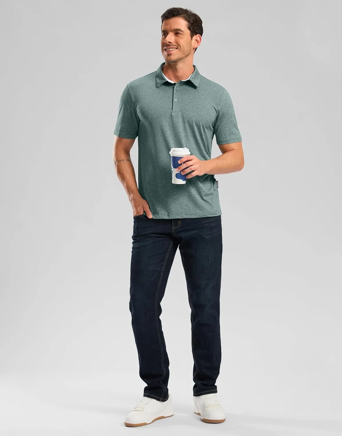 Golf Polo Shirts Short Sleeve Dry Fit Performance Moisture Wicking Collared Heather Polo Casual Athletic Business