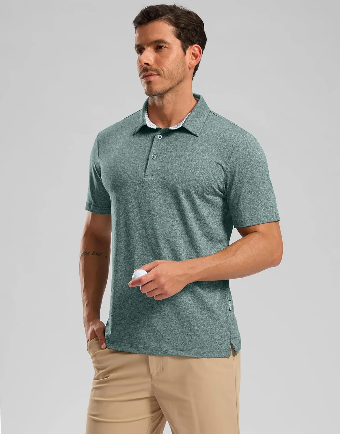 Golf Polo Shirts Short Sleeve Dry Fit Performance Moisture Wicking Collared Heather Polo Casual Athletic Business
