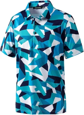 Golf Shirts for Men Dry Fit Performance Print Short Sleeve Moisture Wicking Golf Polo Shirts