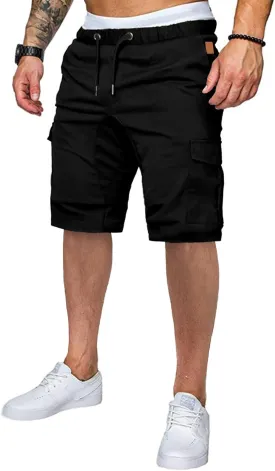 JMIERR Mens Casual Cargo Shorts - Cotton Drawstring Stretch Summer Beach Shorts Twill Chino Short with 6 Pockets