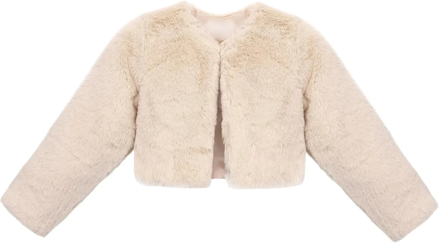 Lilax Girls Cozy Faux Fur Long Sleeve Crew Neck Dress Coat