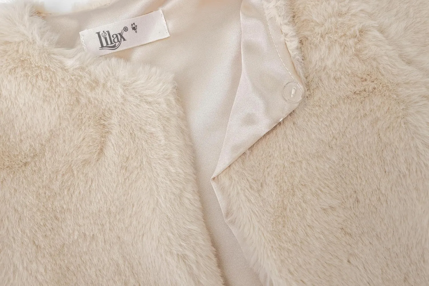 Lilax Girls Cozy Faux Fur Long Sleeve Crew Neck Dress Coat