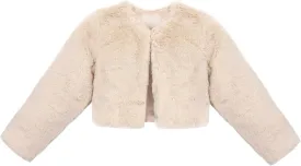 Lilax Girls Cozy Faux Fur Long Sleeve Crew Neck Dress Coat