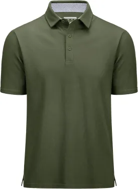 MAGCOMSEN Men's Polo Shirts Short Sleeve Cotton Pique 3 Button Classic Fit Casual T-Shirt Performance Golf Shirts