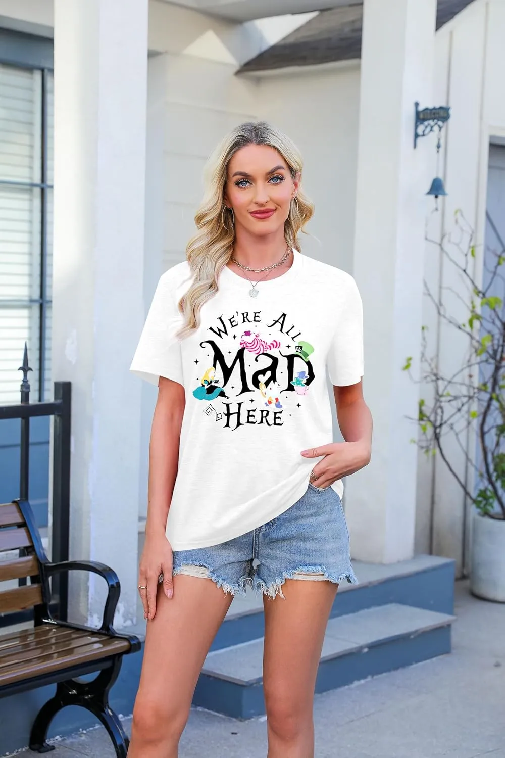 Magical Shirt Women Magic Princess T-Shirt We're All Mad Here Fairy Graphic Shirts Vacation Party Casual Short Sleeve Top