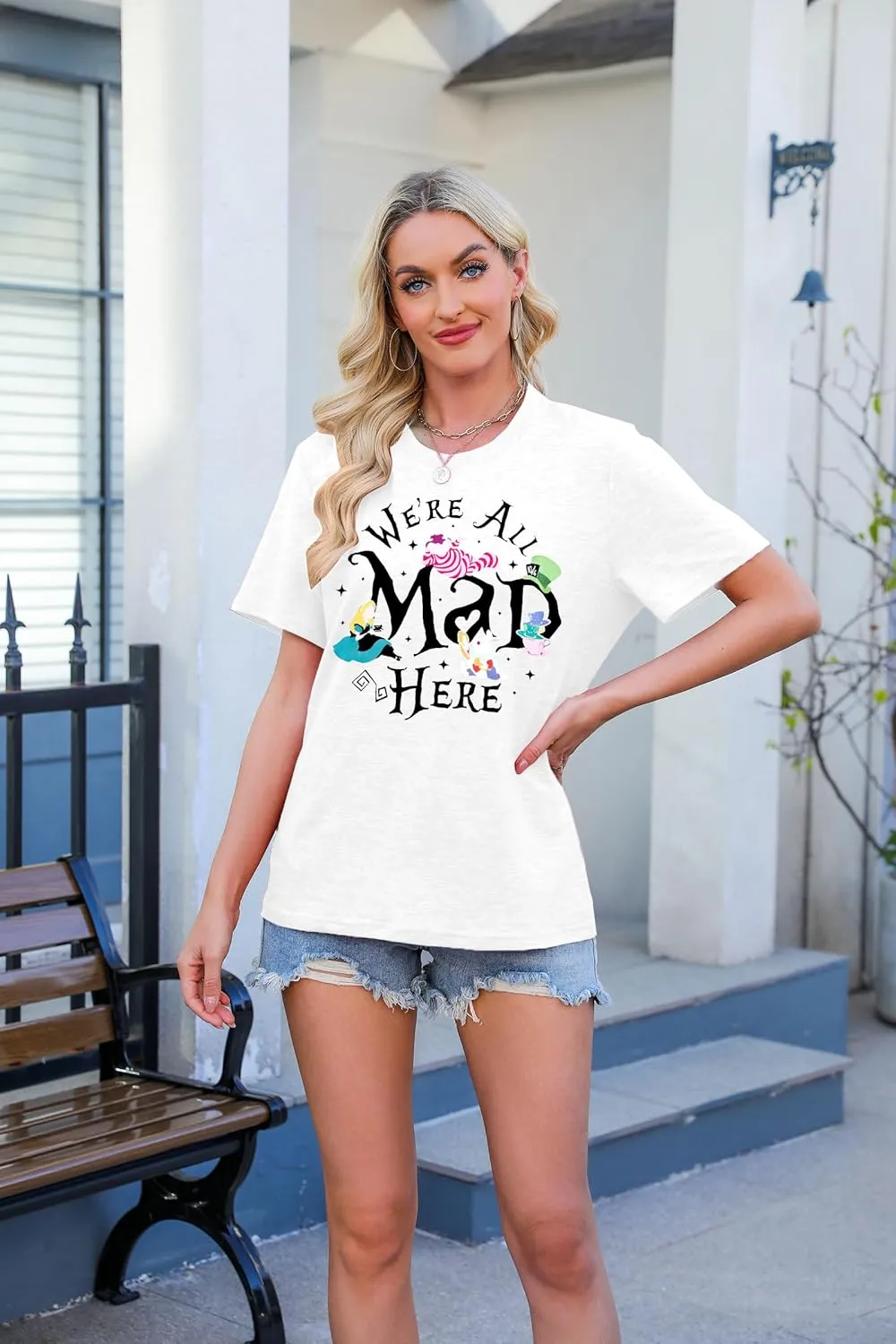 Magical Shirt Women Magic Princess T-Shirt We're All Mad Here Fairy Graphic Shirts Vacation Party Casual Short Sleeve Top