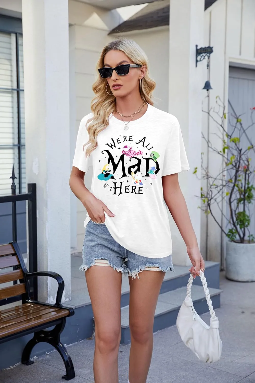 Magical Shirt Women Magic Princess T-Shirt We're All Mad Here Fairy Graphic Shirts Vacation Party Casual Short Sleeve Top