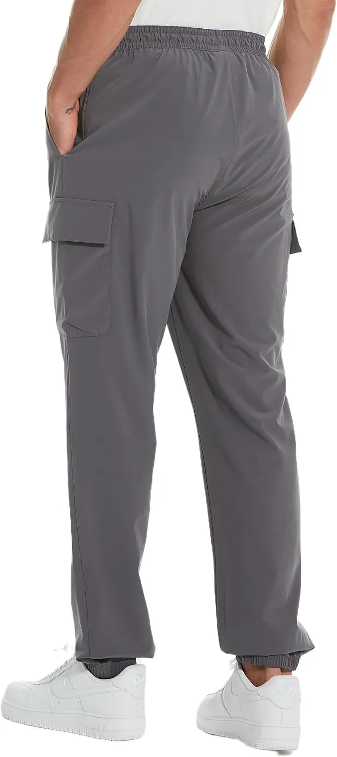 Men's 34"/36" Inseam Cool Lightweight Cargo Athletic Pants Fast Dry UPF50 Joggers