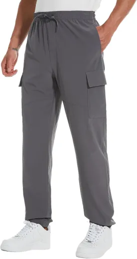 Men's 34"/36" Inseam Cool Lightweight Cargo Athletic Pants Fast Dry UPF50 Joggers