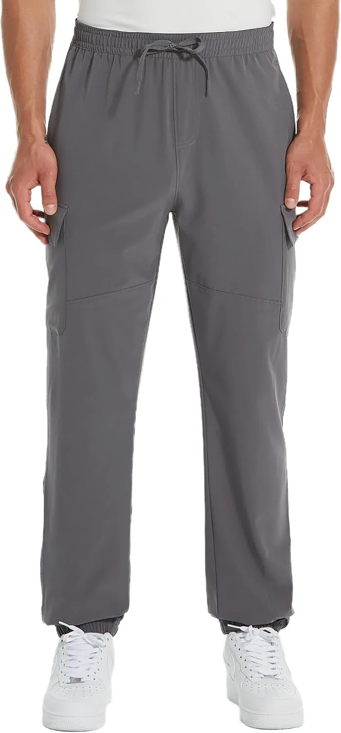 Men's 34"/36" Inseam Cool Lightweight Cargo Athletic Pants Fast Dry UPF50 Joggers