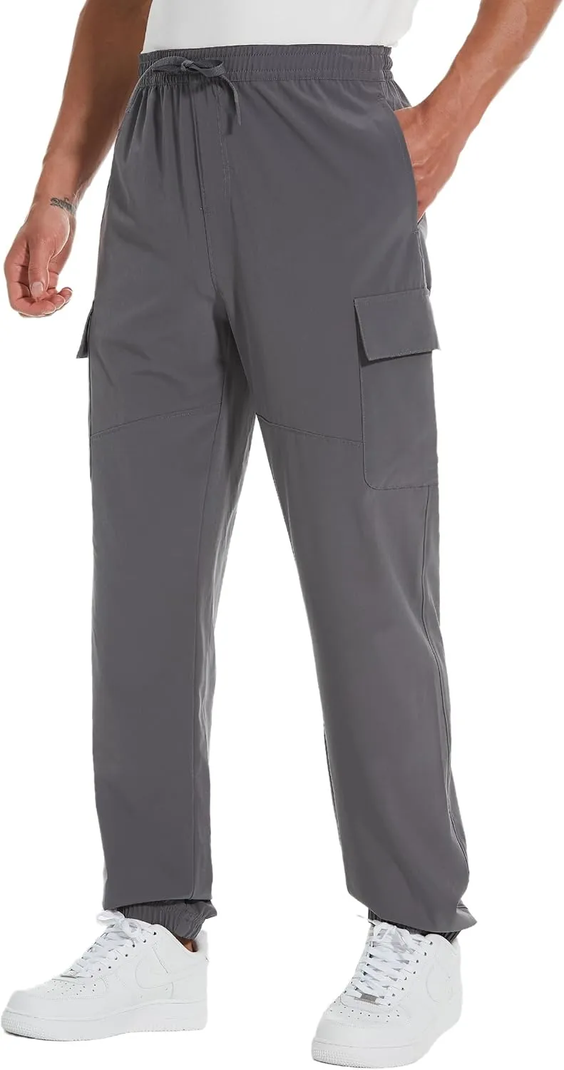 Men's 34"/36" Inseam Cool Lightweight Cargo Athletic Pants Fast Dry UPF50 Joggers