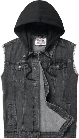 Men's Denim Vest,Sleeveless Jean Jacket Ripped Stretchy Distressed Battle Vest for Men Sleeve Less Outerwear