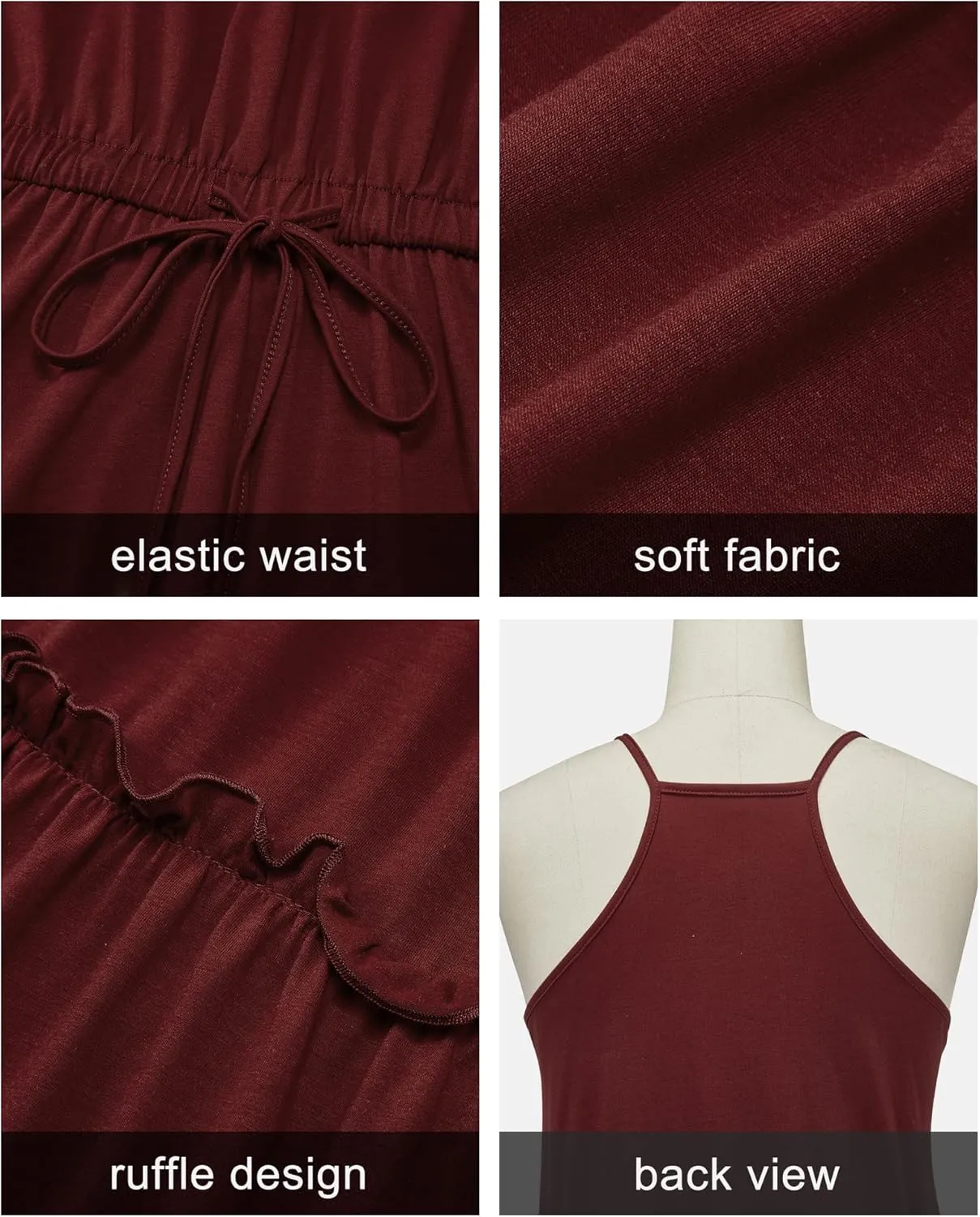 Newshows Women's 2025 Summer Dress Spaghetti Strap Casual Boho Beach Vacation Outfits Drawstring Ruffle Hem Sundress Trendy