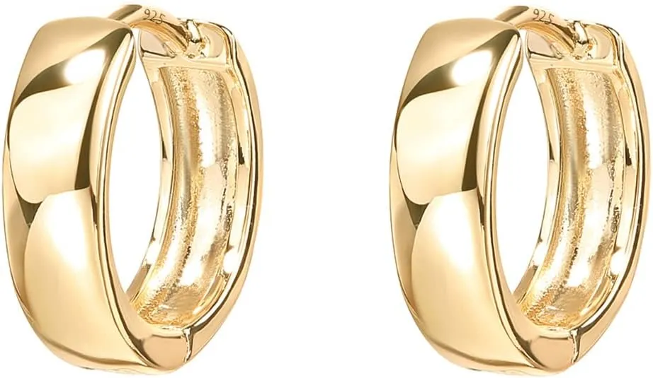 PAVOI 14K Gold Plated Sterling Silver Post Huggie Earrings - Small Hoop Earrings for Women