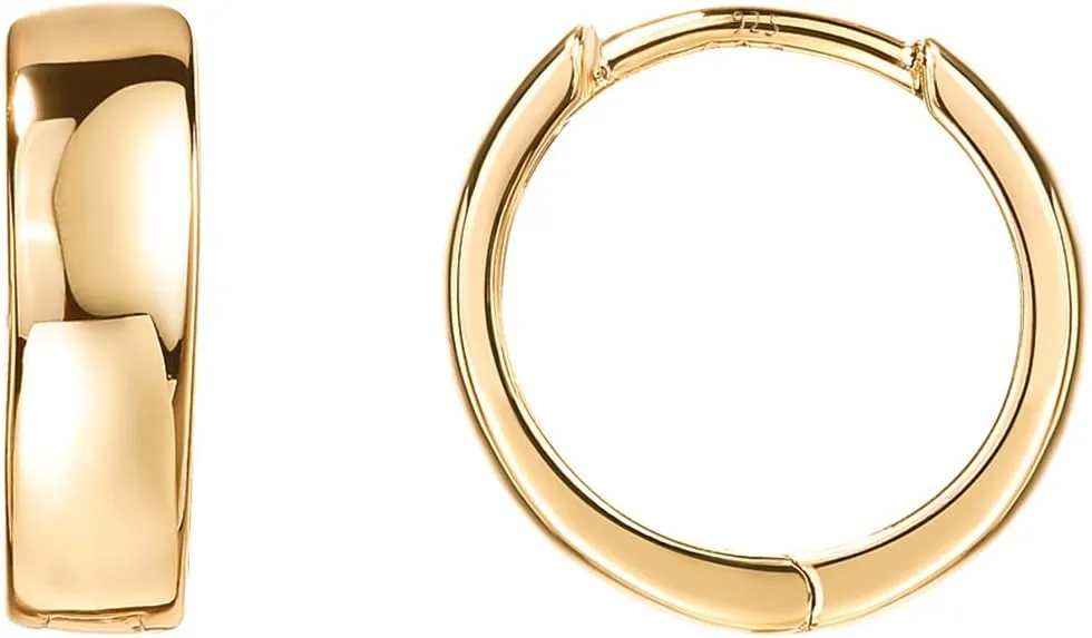 PAVOI 14K Gold Plated Sterling Silver Post Huggie Earrings - Small Hoop Earrings for Women