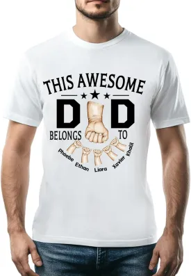 Personalized Fathers Day T-Shirt, Custom Best Gifts for Dad from Daughter Kids Wife, Customized Birthday Present