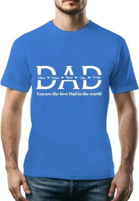 Personalized Fathers Day T-Shirt, Custom Best Gifts for Dad from Daughter Kids Wife, Customized Birthday Present