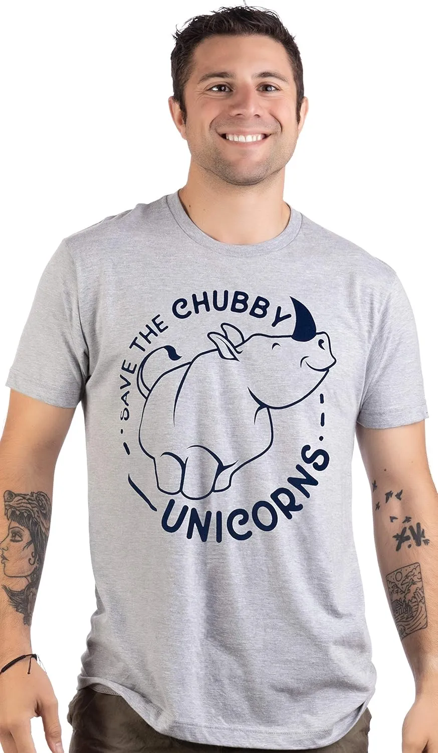 Save The Chubby Unicorns | Funny Phrase Rhino Saying Sarcastic Dad Joke T-Shirt for Men