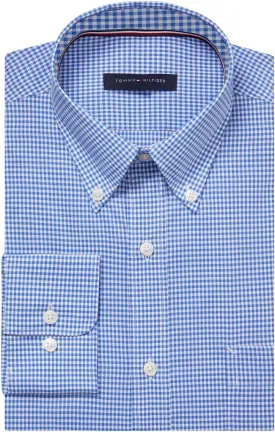 Tommy Hilfiger Men's Regular Fit Non Iron Gingham Dress Shirt - Amazon Exclusive