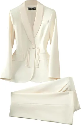 Women Elegant Pant Suit 2 Piece Set Office Ladies Female Business Work Wear Formal Blazer Jacket and Trouser