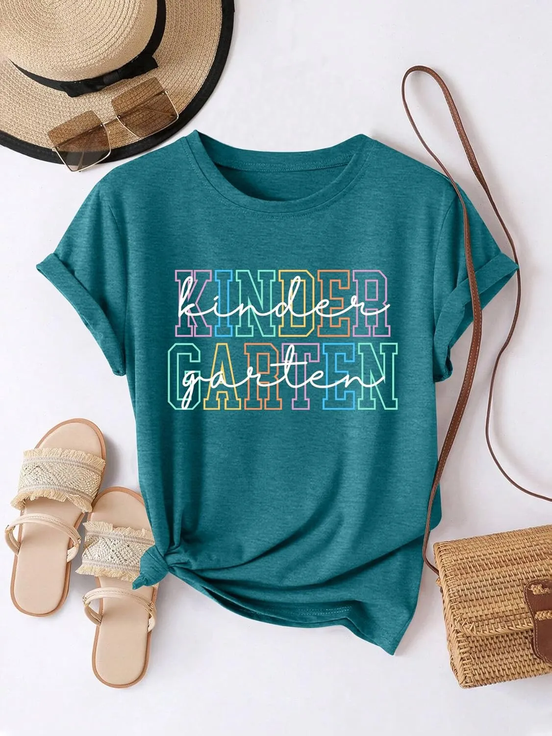 Women Teacher Shirts Kindergarten Graphic Tshirt Preschool Teaching Life Shirt Teach Gift Tee