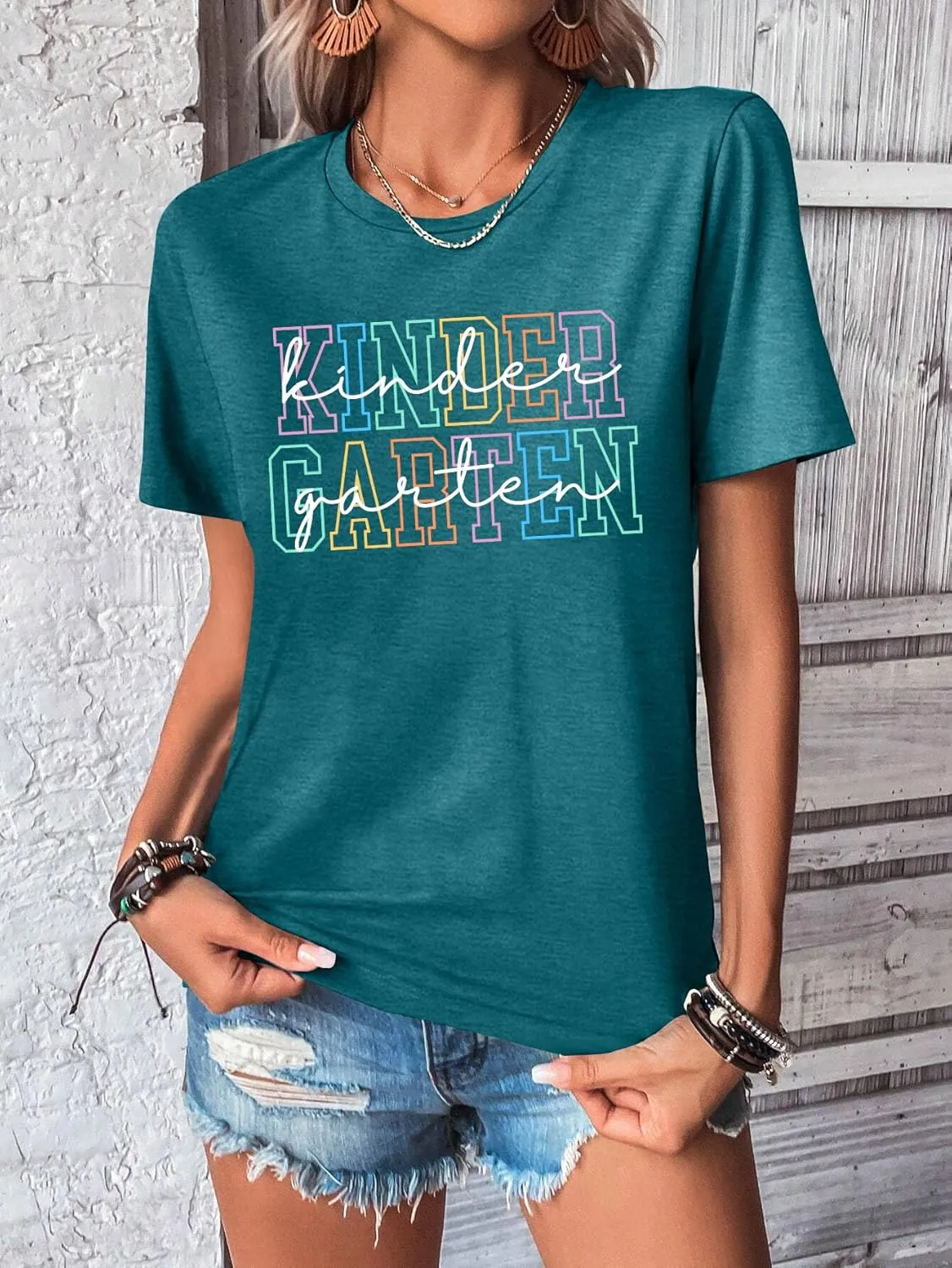 Women Teacher Shirts Kindergarten Graphic Tshirt Preschool Teaching Life Shirt Teach Gift Tee
