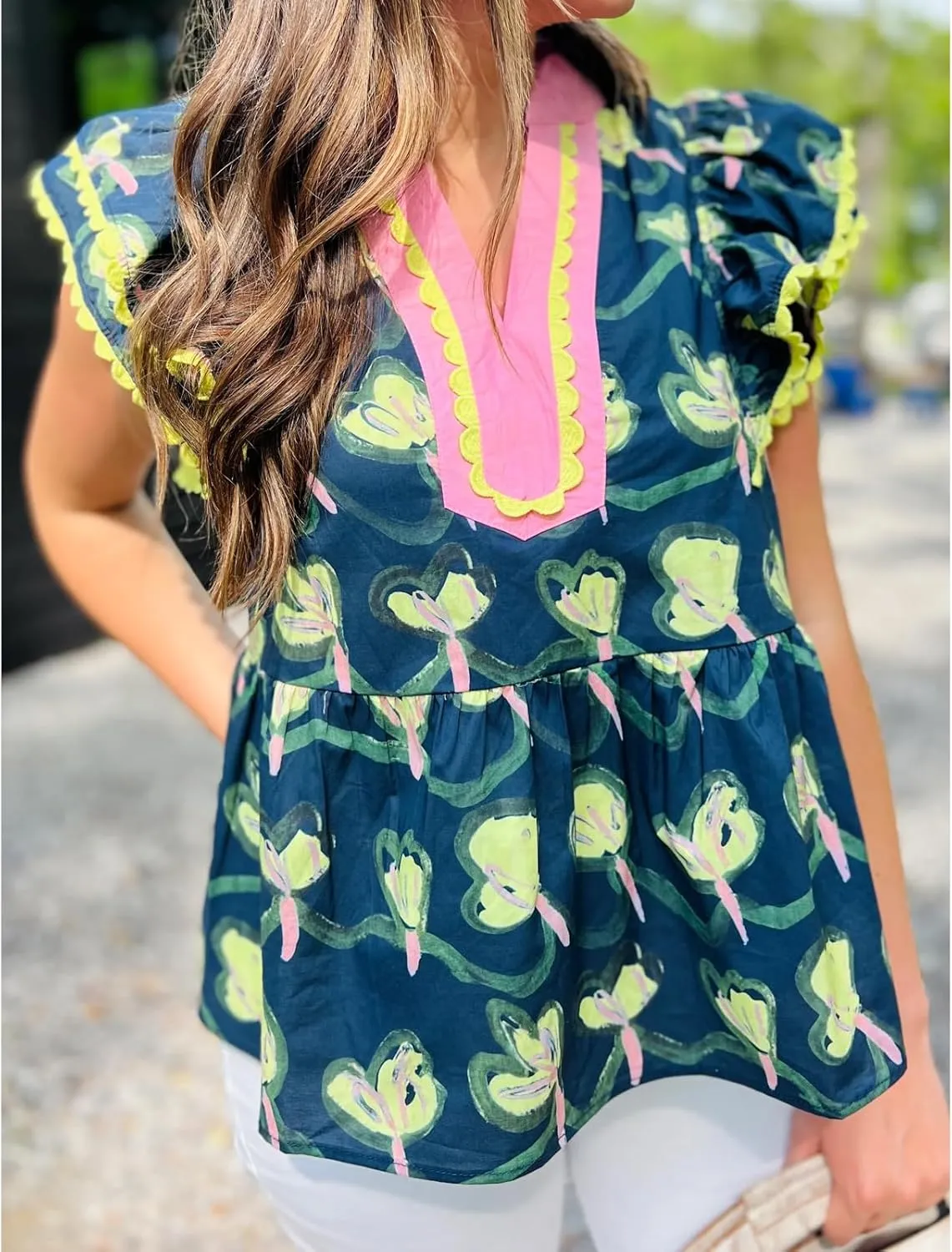Women Y2k Boho Floral Cap Sleeve Peplum Blouses Front Button Down Ruffle Flowy Crop Top Summer Going Out