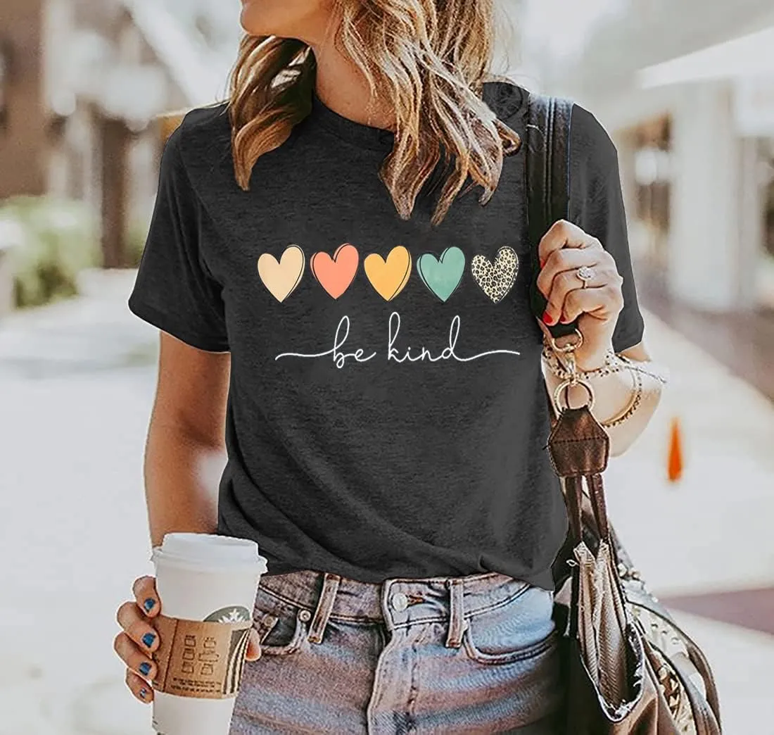 Womens Be Kind Tshirt Short Sleeve Kindness Shirts Inspirational Graphic Tee Tops Positive Sayings Teacher Shirt