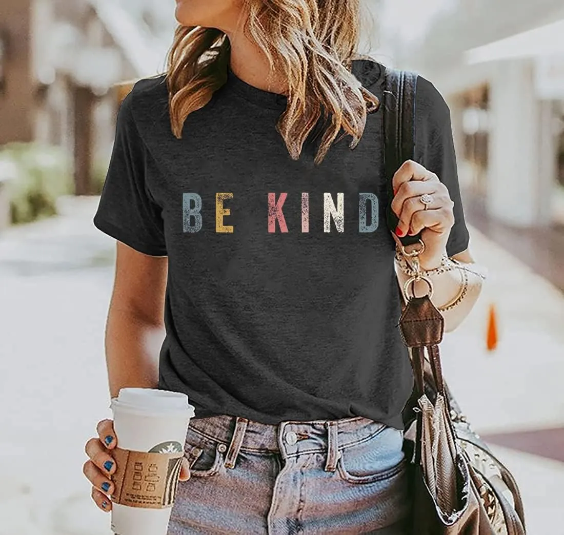 Womens Be Kind Tshirt Short Sleeve Kindness Shirts Inspirational Graphic Tee Tops Positive Sayings Teacher Shirt