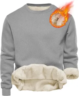 Yeokou Men's Fleece Sweatshirt Sherpa Lined Crewneck Basic Winter Thick Pullover Tops