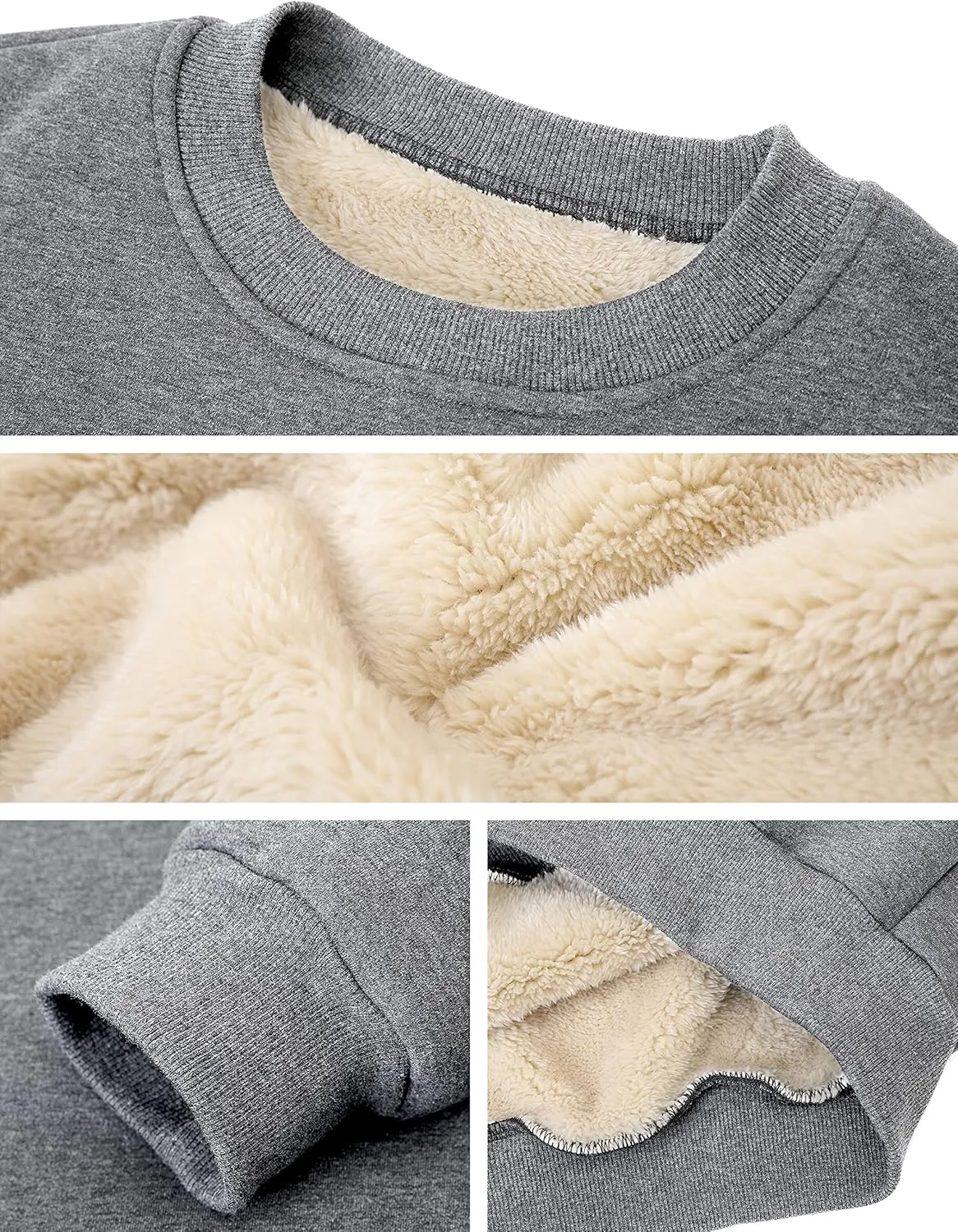 Yeokou Men's Fleece Sweatshirt Sherpa Lined Crewneck Basic Winter Thick Pullover Tops