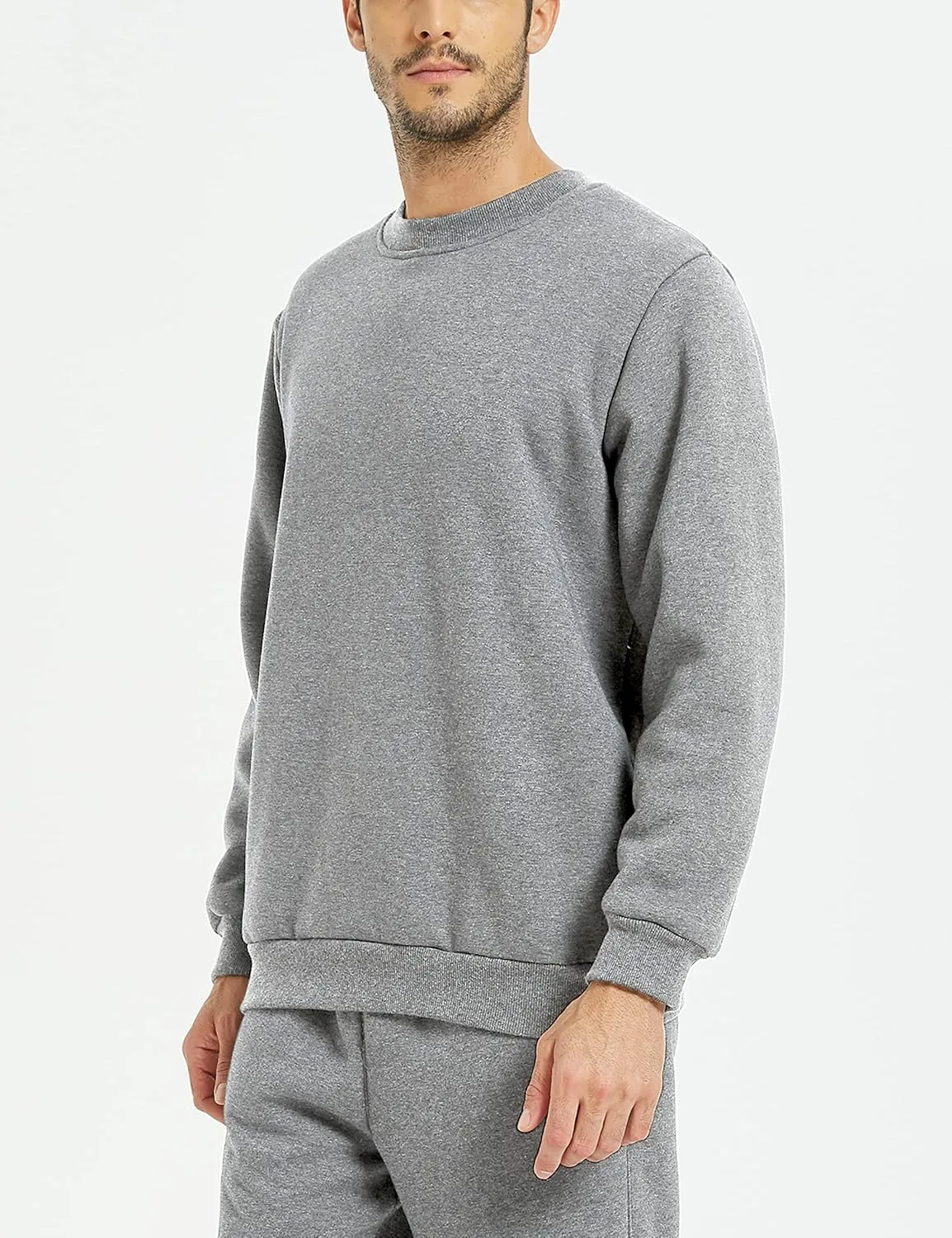 Yeokou Men's Fleece Sweatshirt Sherpa Lined Crewneck Basic Winter Thick Pullover Tops