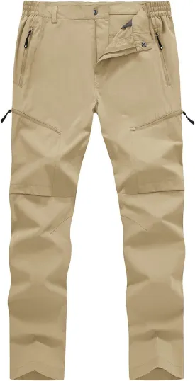 YSENTO Men's Cargo Hiking Pants Lightweight 5 Zipper Pockets Stretch Quick Dry Camping Fishing Travel Pants